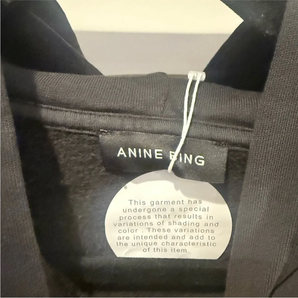 NWT Anine Bing $220 Faded Black/Grey Logo Hoodie XXS (VERY oversized) 23” PTP - Picture 6 of 11